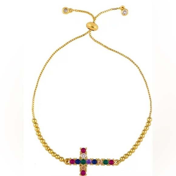Rainbow Cross 24k gold plated bracelet - Picture 4 of 7